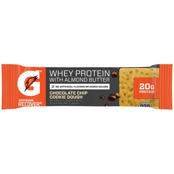 Gatorade Whey Protein Bar with Almond Butter Chocolate Chip Cookie Dough Image Of Gatorade Whey Protein Bar with Almond Butter Chocolate Chip Cookie Dough SKU: 164699
