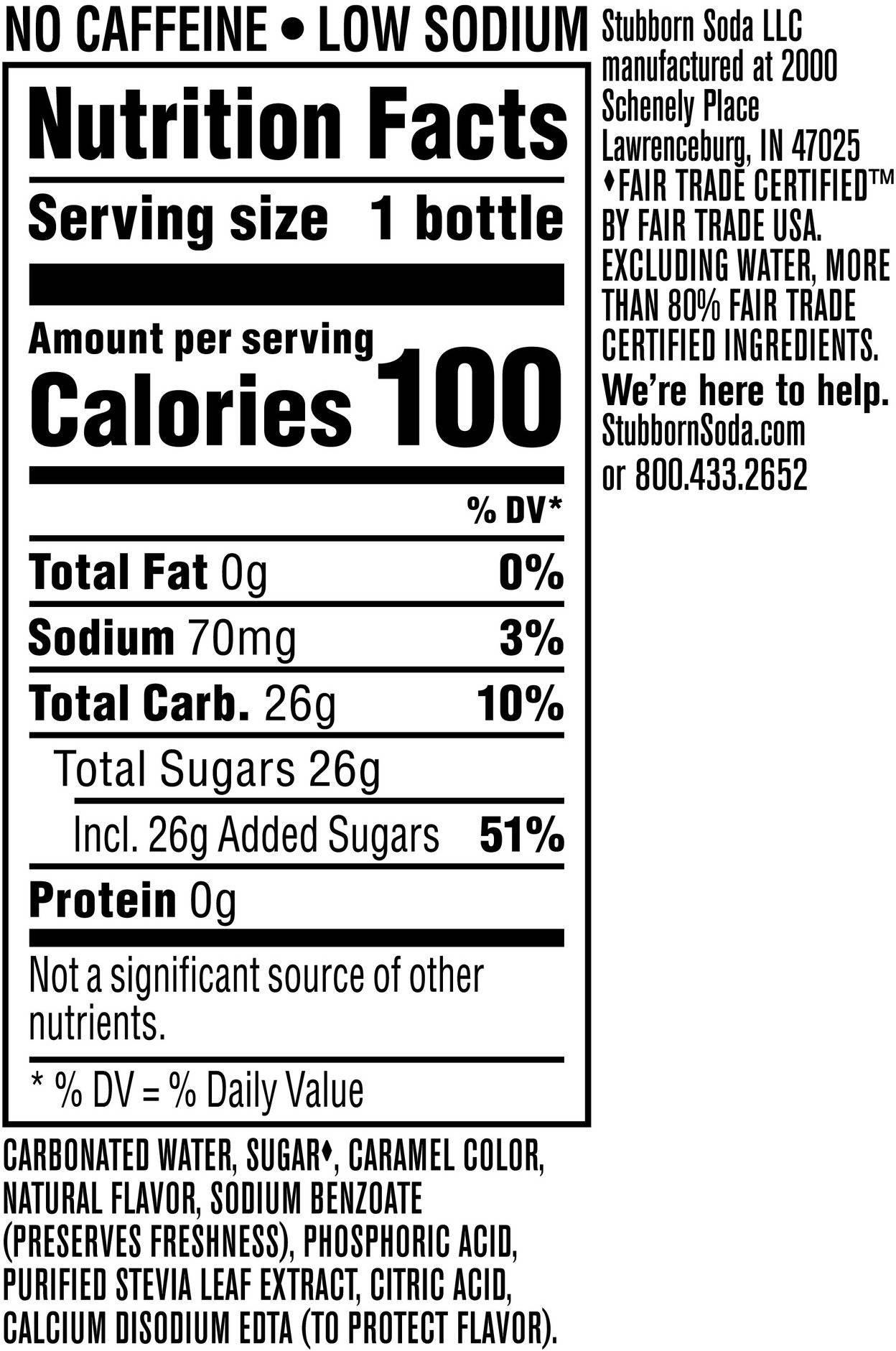 Image describing nutrition information for product Stubborn Soda Classic Root Beer