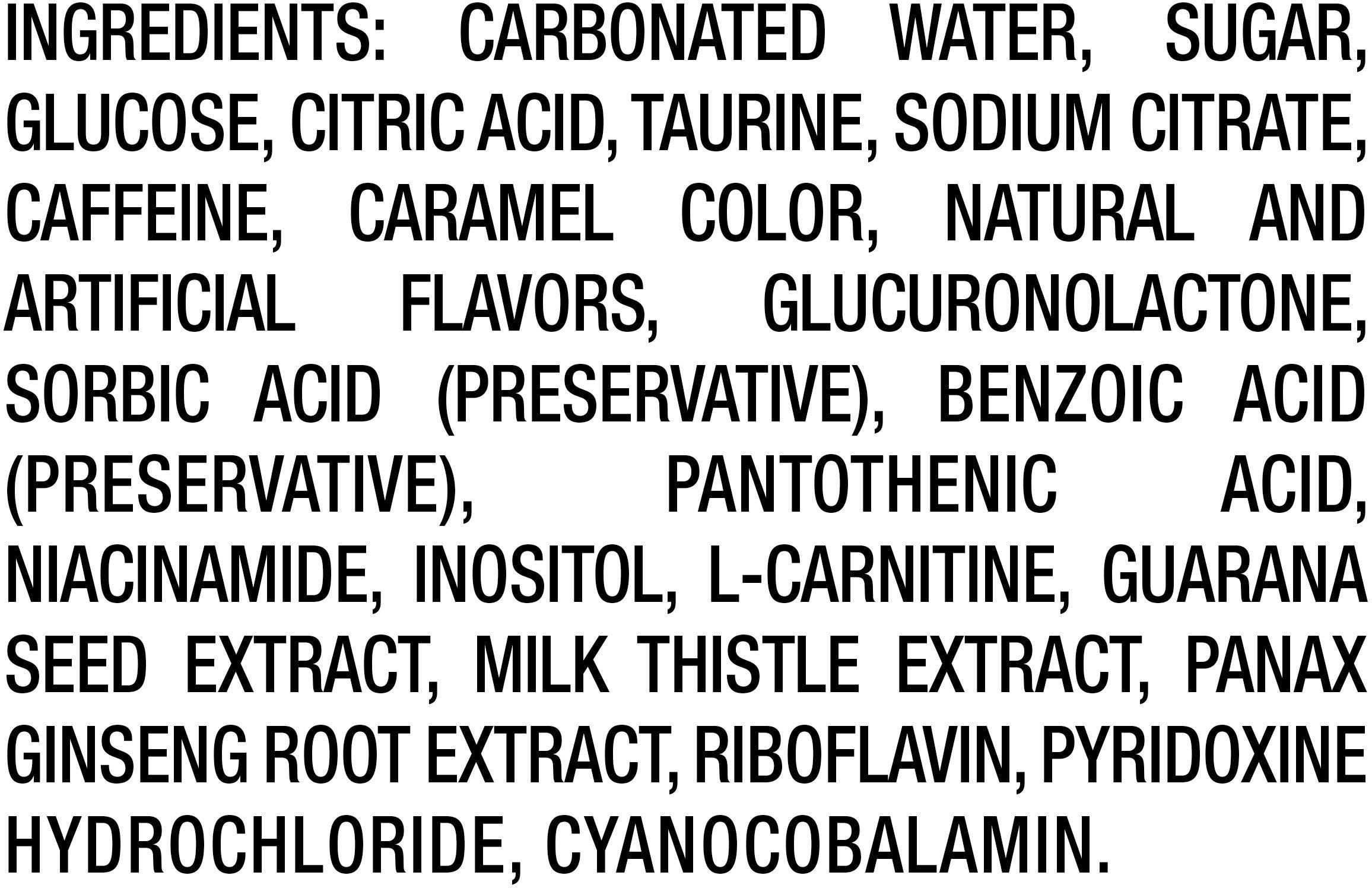 Image describing nutrition information for product Rockstar Energy